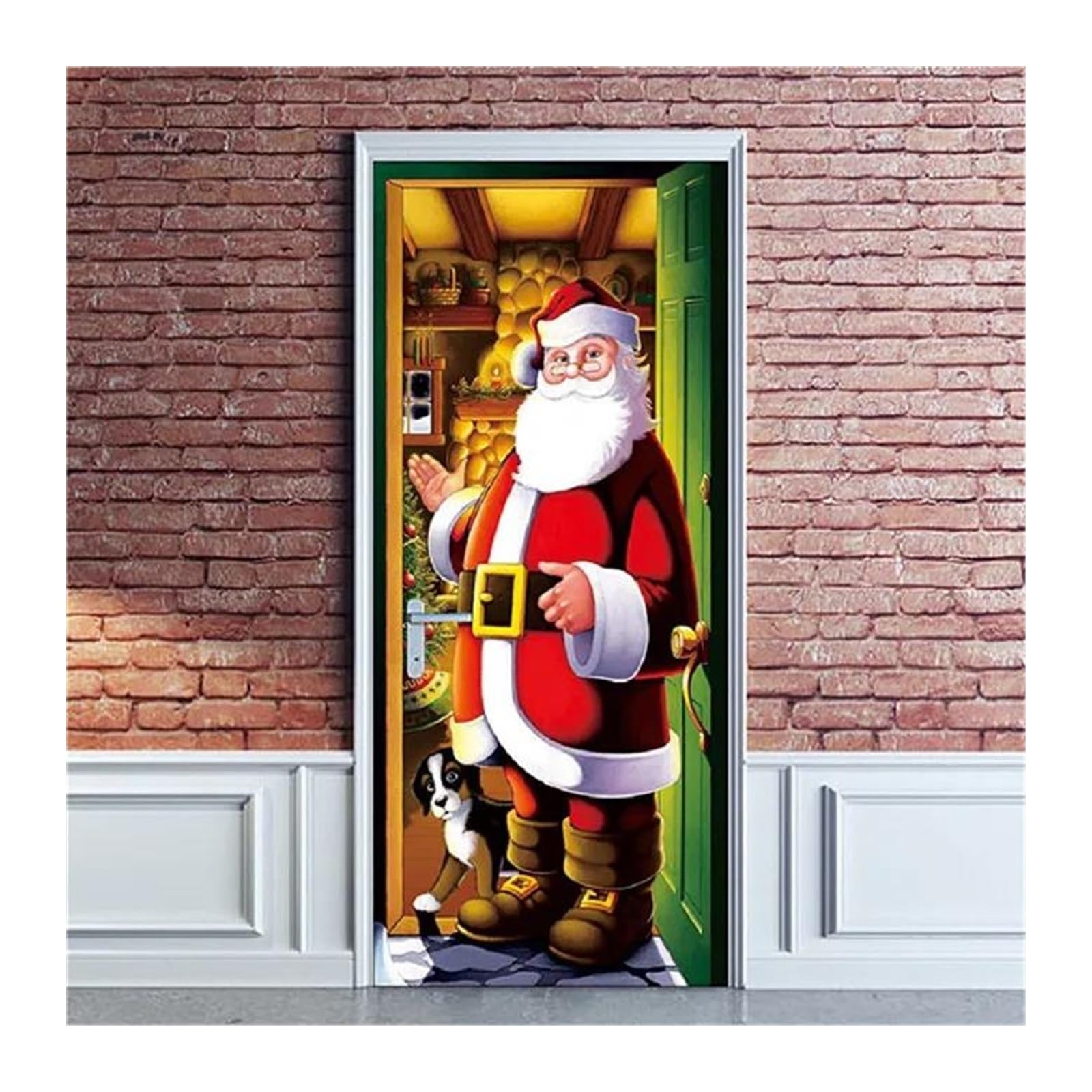 Autocollants de porte du Père Noël imperméables et repositionnables 95x215cm