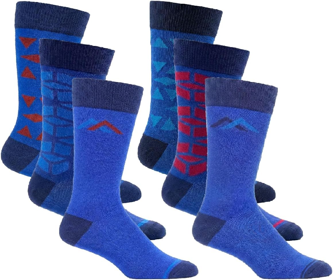YUN 6-Pack Men’s Dress Socks – Premium Bamboo Rayon Crew Socks with Patterns, Durable & Breathable, Size 7-11 (US)