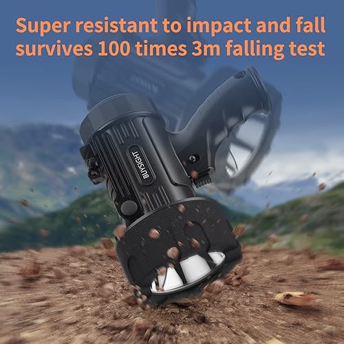 Miniatura 8 de BUYSIGHT Linterna recargable con luz súper alta, luz de mano, impermeable, con filtro rojo (grafito negro-COB)