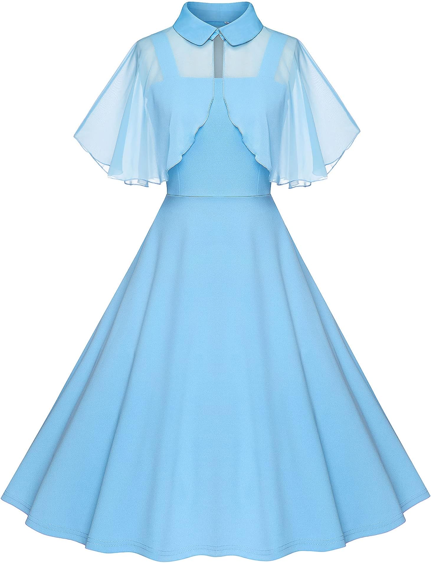 Milreason1950s Dresses for Women Vintage Goth Swing Cocktail Dress with Pockets and Chiffon Shawl