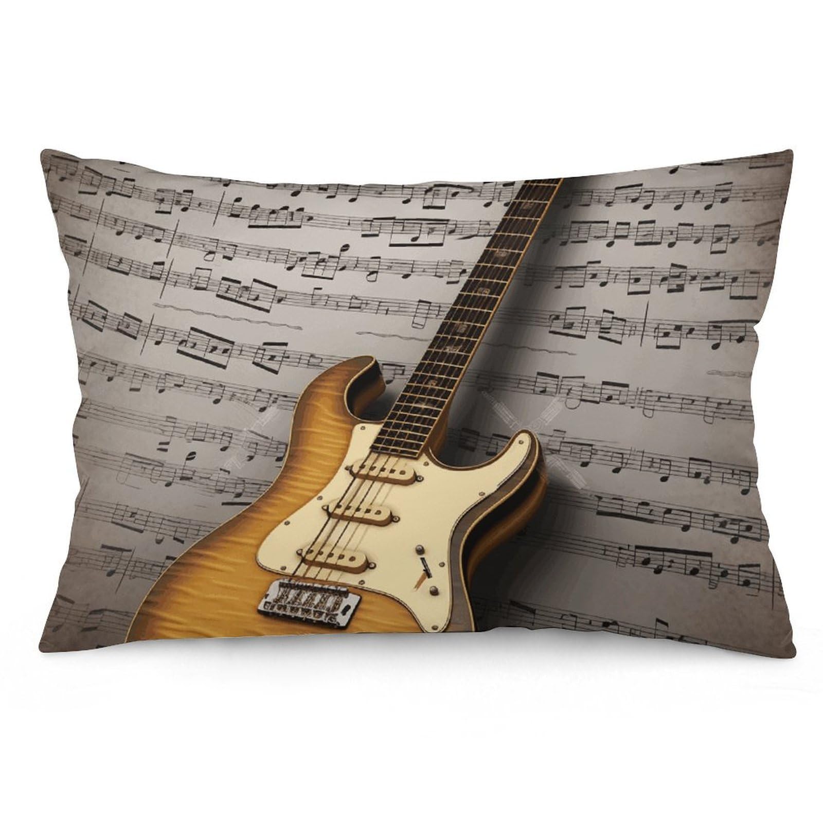 2 Pack Pillow Cases for Hair and Skin, Soft Breathable Pillow Case Covers with Hidden Zipper, Note Guitar Pillowcase 12 "x20 Pillow Covers for Sleeping Gift