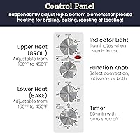 Vista 4 de Elite Gourmet ETO-4510M - Horno de convección con puerta francesa de 47.5 cuartos, 18 rebanadas, 4 botones de control, para hornear, asar, tostar