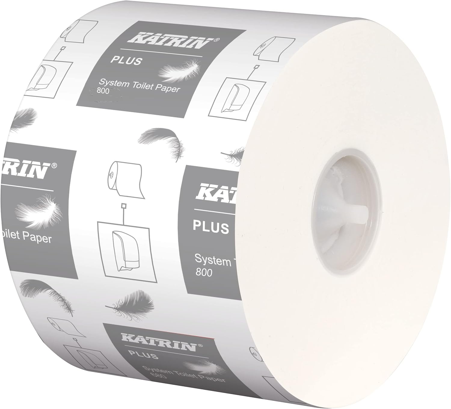 Katrin Plus System Toilet Paper 2-Ply White 800 Sheets for Katrin System Toilet Paper Dispenser 36 Rolls in Box