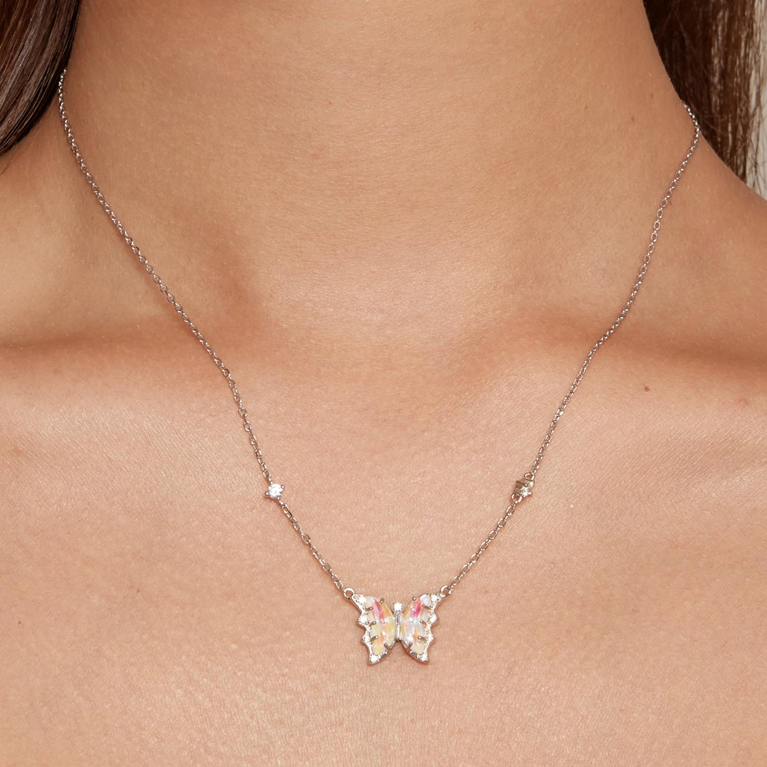 Collana con Ciondolo a Farfalla - Collana con Ciondolo Minimalista in Argento 925 per le Donne, Catena Regolabile