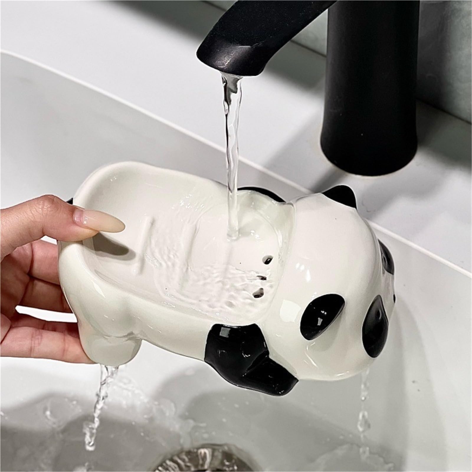 Jabonera Jabonera de cerámica | For ducha de baño con orificios de drenaje Decoración del hogar(Cat 17x9cm)