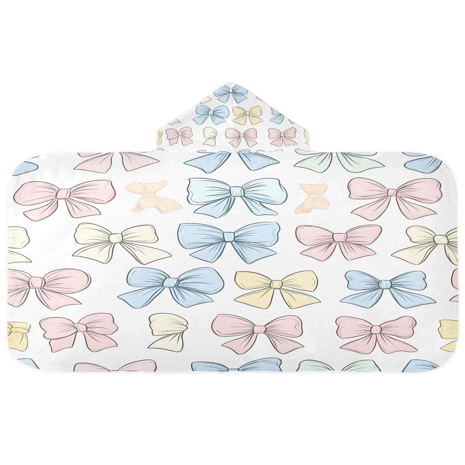 Kigai Bow Tie Hooded Beach Towel for Kids Soft Absorbent Quick Dry Bath Towel with Hood Lightweight Toddler Shower Pool Bath Wrap for Boys Girls