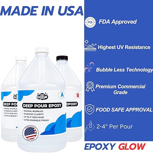 Miniatura 2 de Epoxy Glow Kit de resina epoxi de vertido profundo, grado comercial premium, 3 galones (11.3 litros), 21 transparente para verter hasta 2-4