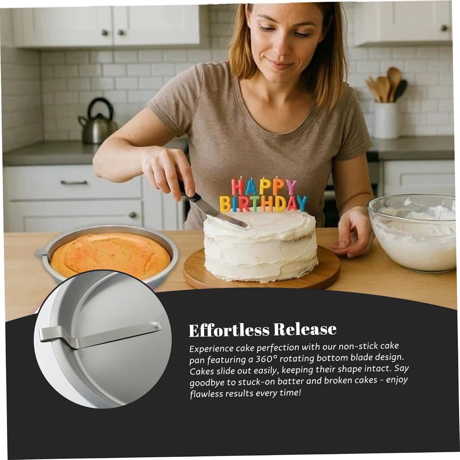 2er-Pack Runde Kuchenform (25 cm Durchmesser), Robuste, Antihaftbeschichtete Backform Aus Weißblech Mit Integriertem Schwenkmesser Für Perfekte Kuchen