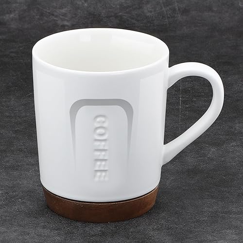Simple taza de café de cerámica de 14.2 onzas con cojín de madera, ideas de regalo de cumpleaños y Navidad para familiares, amigos, bebida de café,