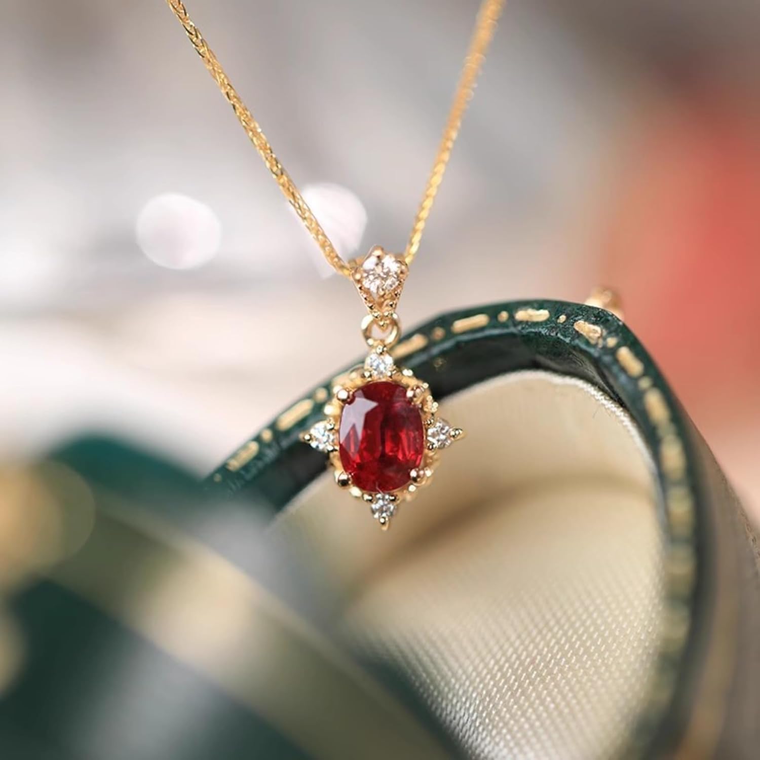 Genuine Gemstone Birthstone Necklaces, 18K Gold Plated over 925 Sterling Silver, 18 inches adjustable chain,Delicate Minimalist Jewelry Gifts by Month for Her