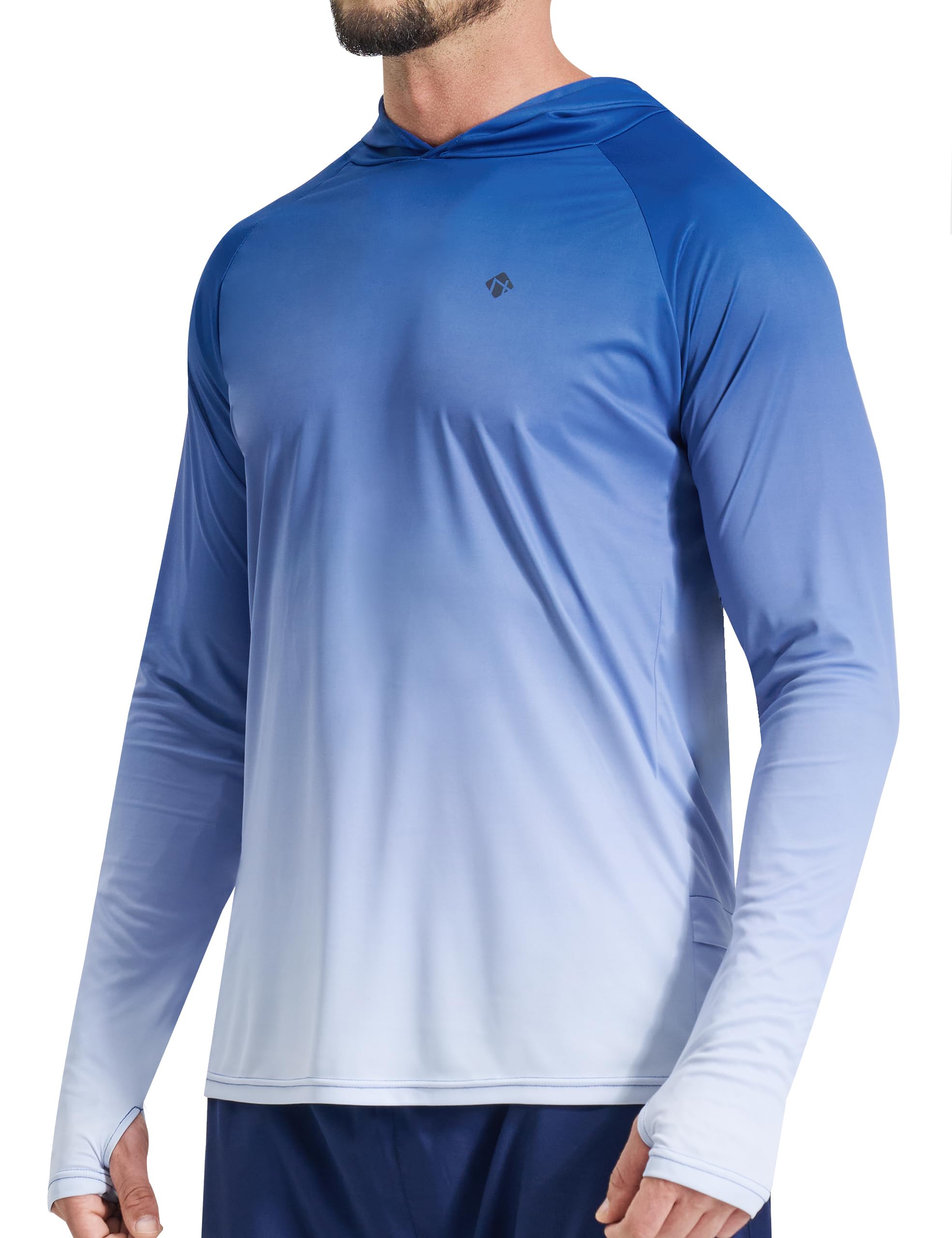 NOMINATE Mens UPF 50+ Hoodie Swim Shirts Long Sleeve Sun Protection SPF Rash Guard Shirt UV for Beach Swimming Fishing