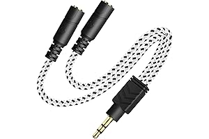 K3.5mm Headphone Splitter Cable - Zebra White - For Headphones / Earphones / Speakers