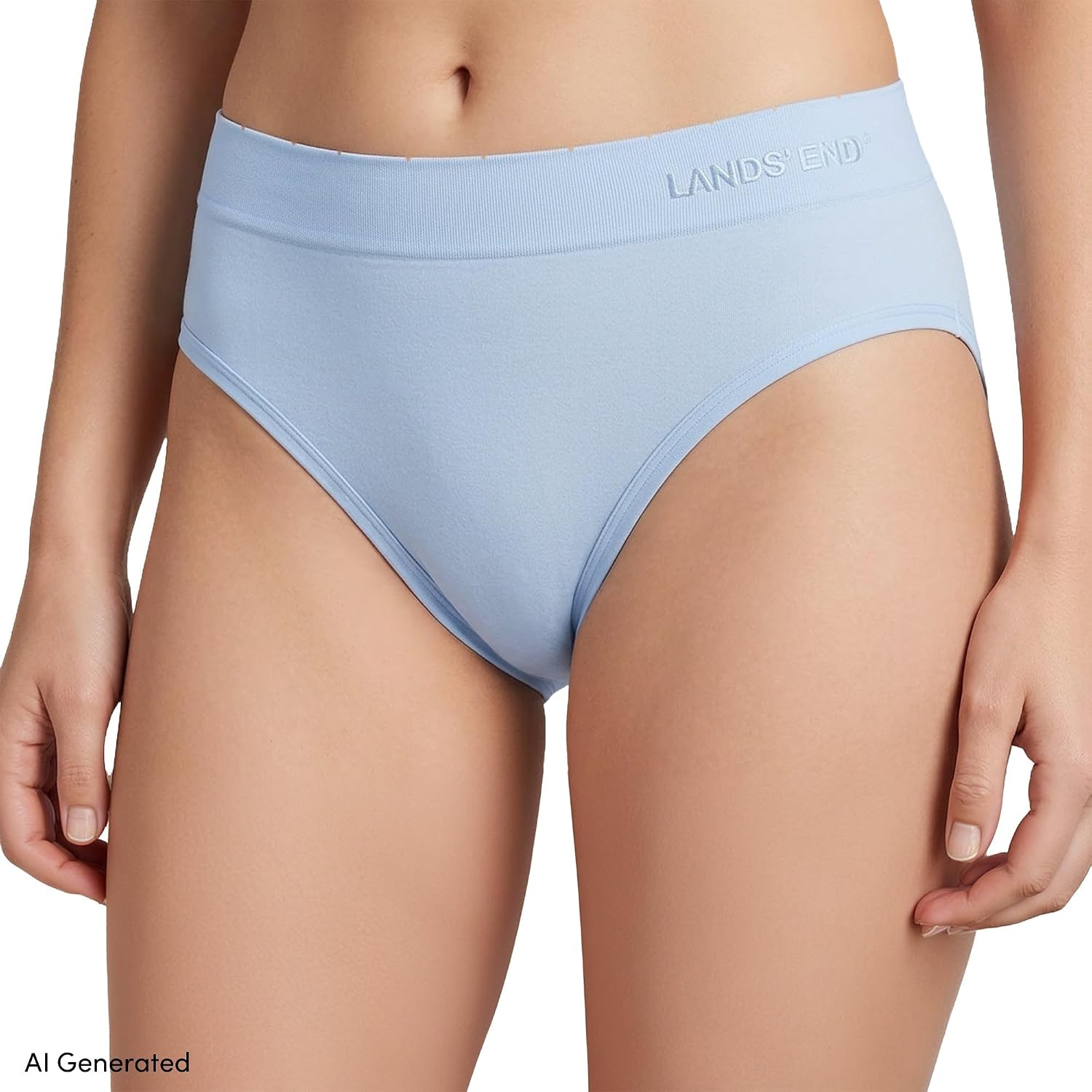 Lands' End Womens Mid Rise Bikini Brief Soft Fit Seamless 3 Pack Panties