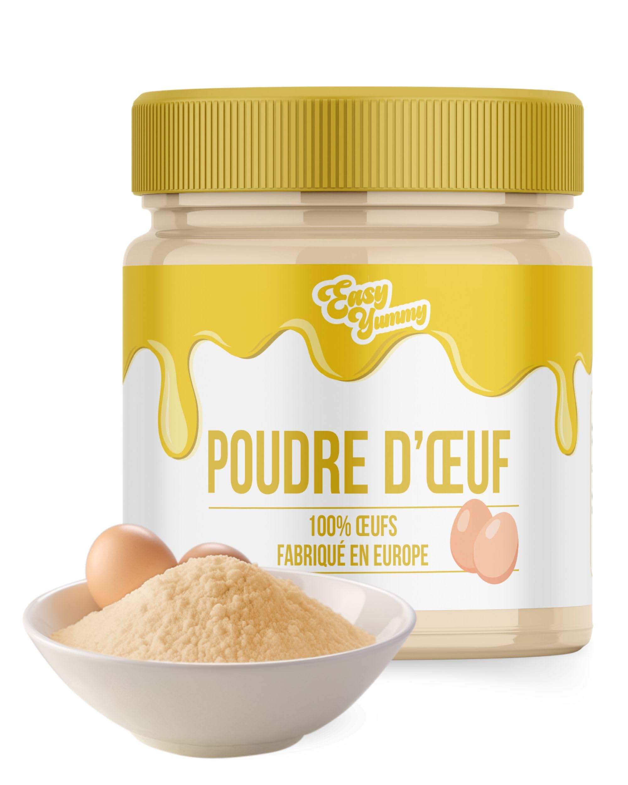 EASY YUMMY - Œuf entier en poudre pour la cuisine (500g), 100% d'œuf en poudre