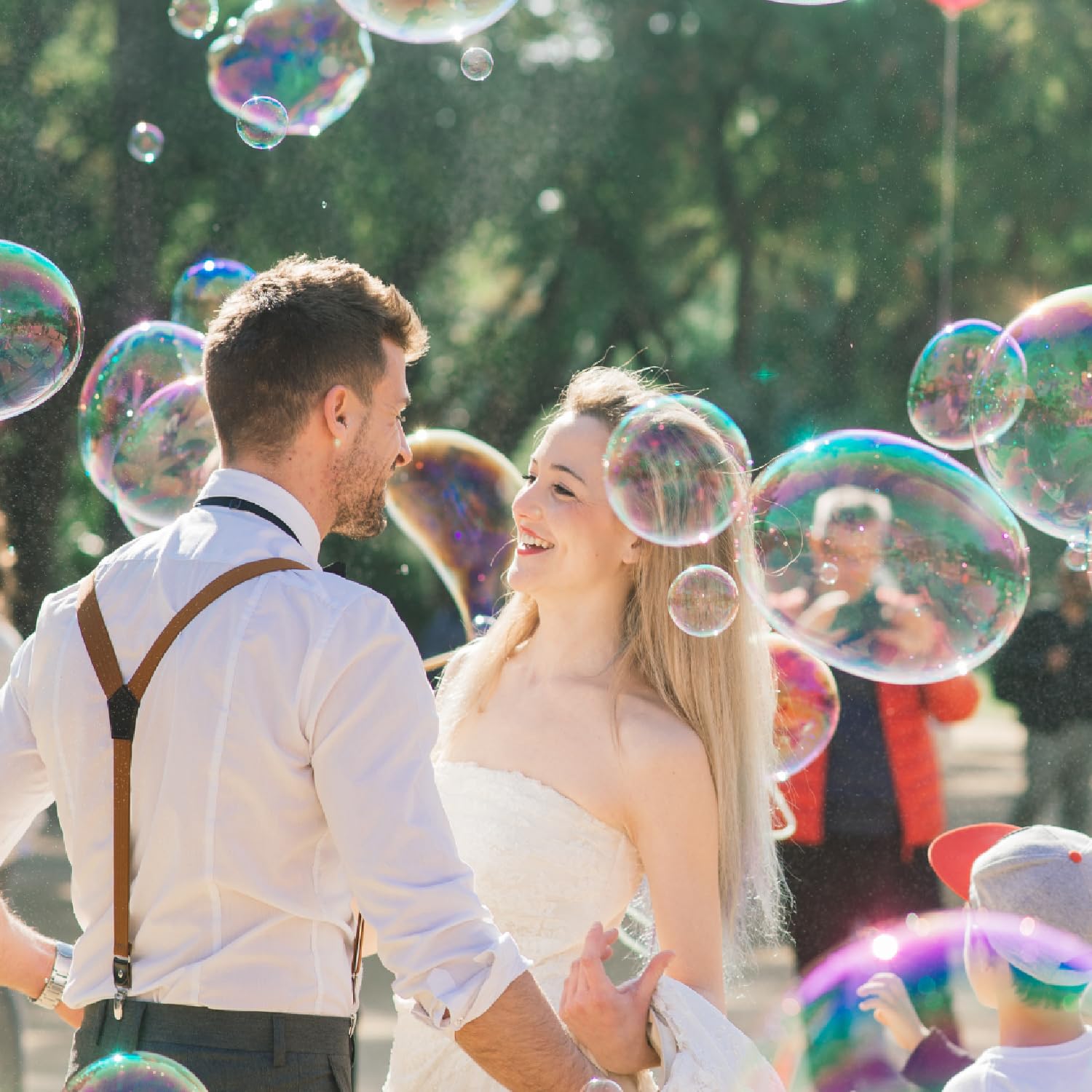 Bubble World - Wedding Natura - Seifenblasen Hochzeit 6 x 60 ml - Weiße Tuben mit integriertem Blasgerät - Gadget Bonbonniere Platzhalter Hochzeit Elegant - Made in Italy