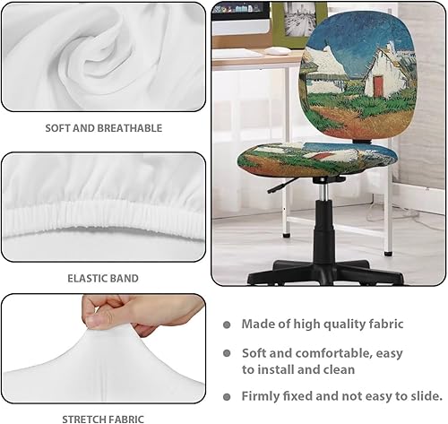 Miniatura 5 de Cubierta de la silla de oficina de pintura al óleo, forro para silla de escritorio,Silla de oficina de pintura al óleo,Cubierta de la silla del