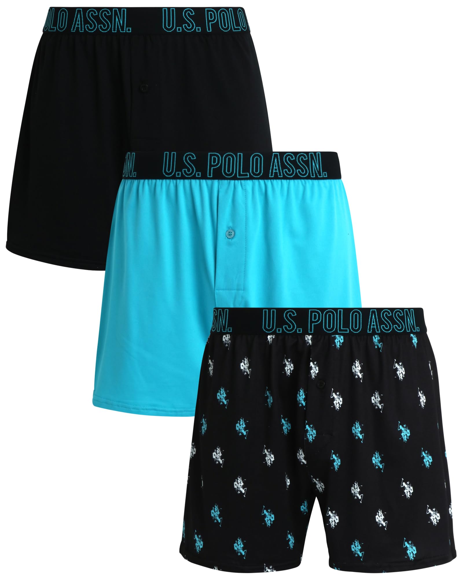 U.S. Polo Assn.Mens Boxer Shorts - 3 Pack Ultra Soft Breathable Knit Boxers for Men with Functional Fly (Sizes S-XL)