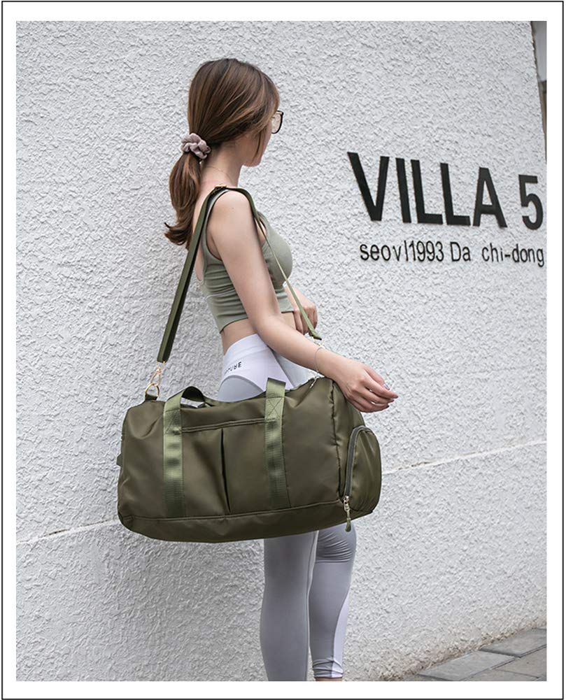 Bolsa de deporte para gimnasio para mujeres u hombres, bolsa de viaje con bolsillo húmedo y compartimento para zapatos para entrenamiento, natación, yoga, Gris oscuro, free size, Utilidad
