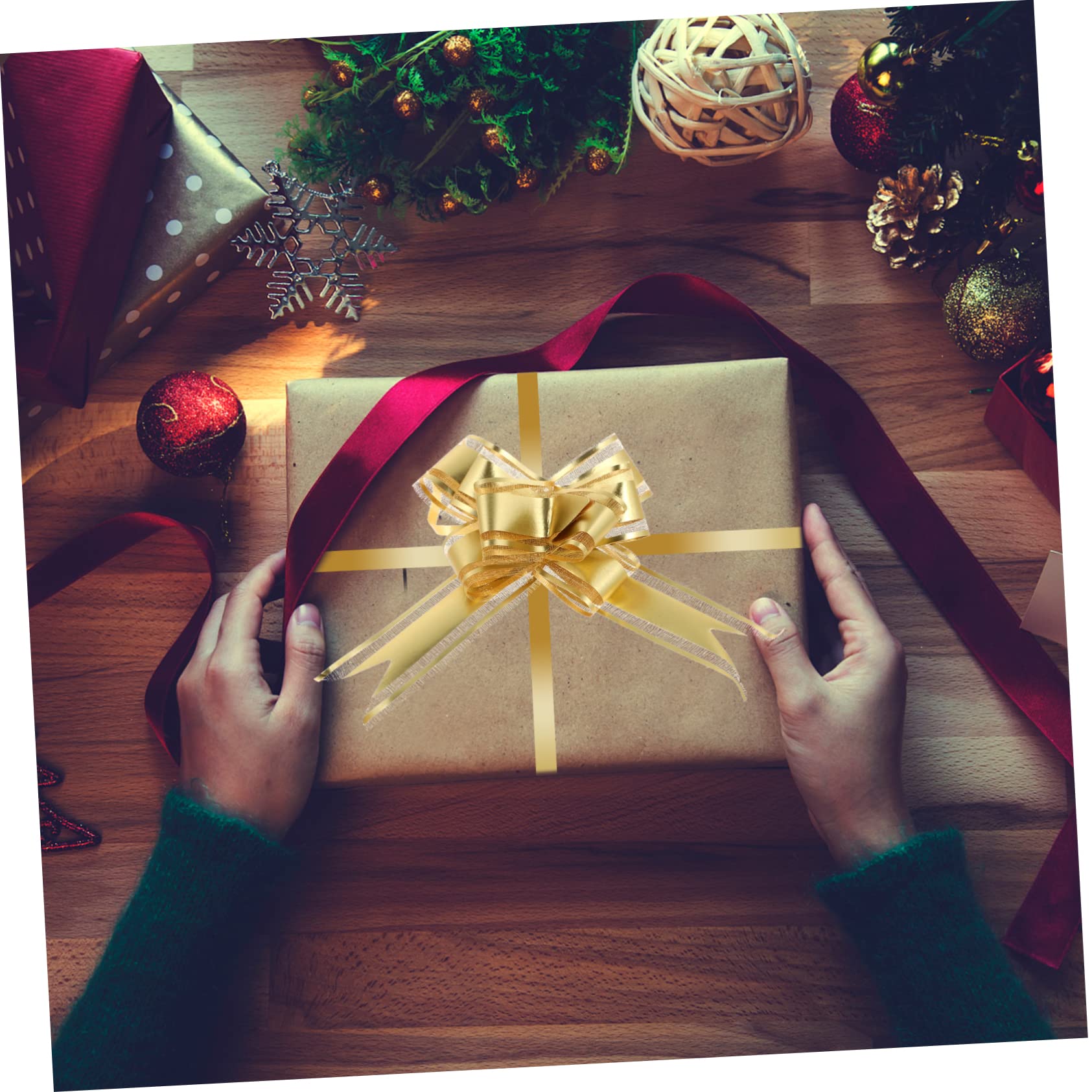 FRCOLOR 90stücke Pull Ribbon Bowknoten Dekoration Gold Rot Silber Für Geschenkverpackungen Hochzeiten Weihnachten Und Bastelprojekte