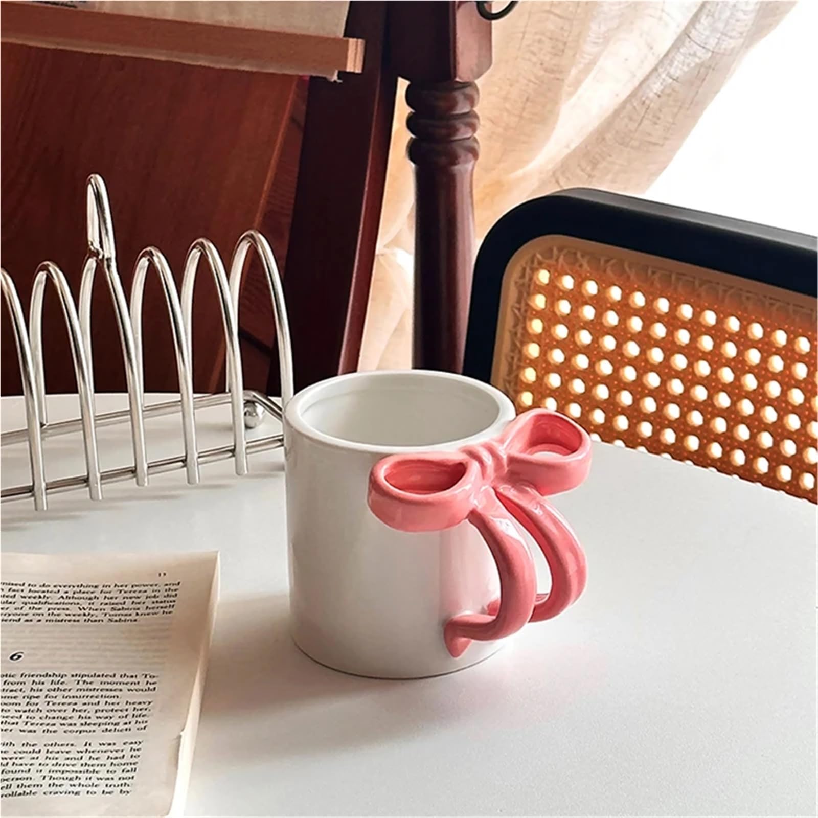 2PCS Bogen Griff Becher Keramik Frühstück Haferflocken Milch Tasse Haushalts Kaffee Tasse Paar Tasse 260ml für Kaffee