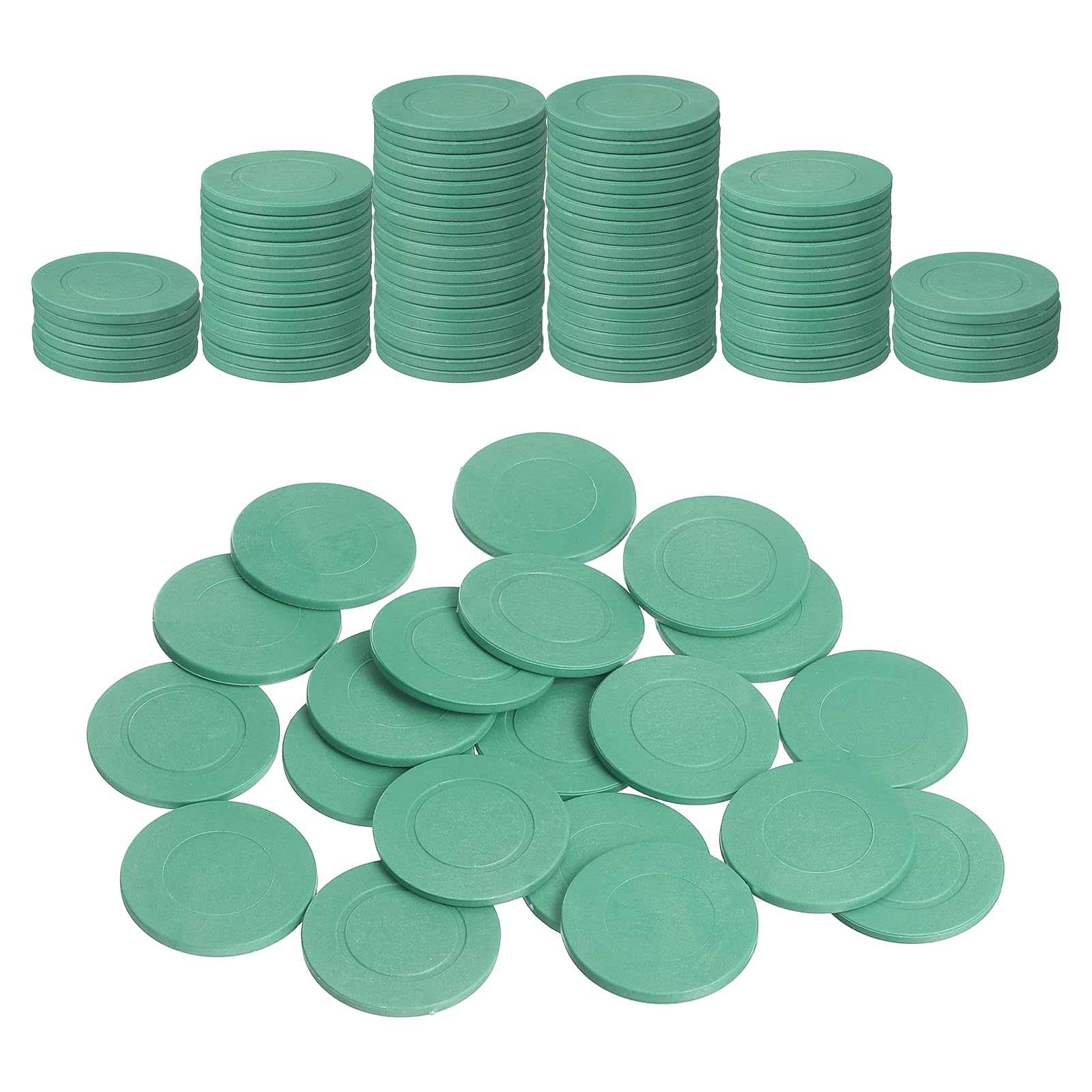 sourcing map 100Pcs 35 mm Plastic Poker Chips, Green