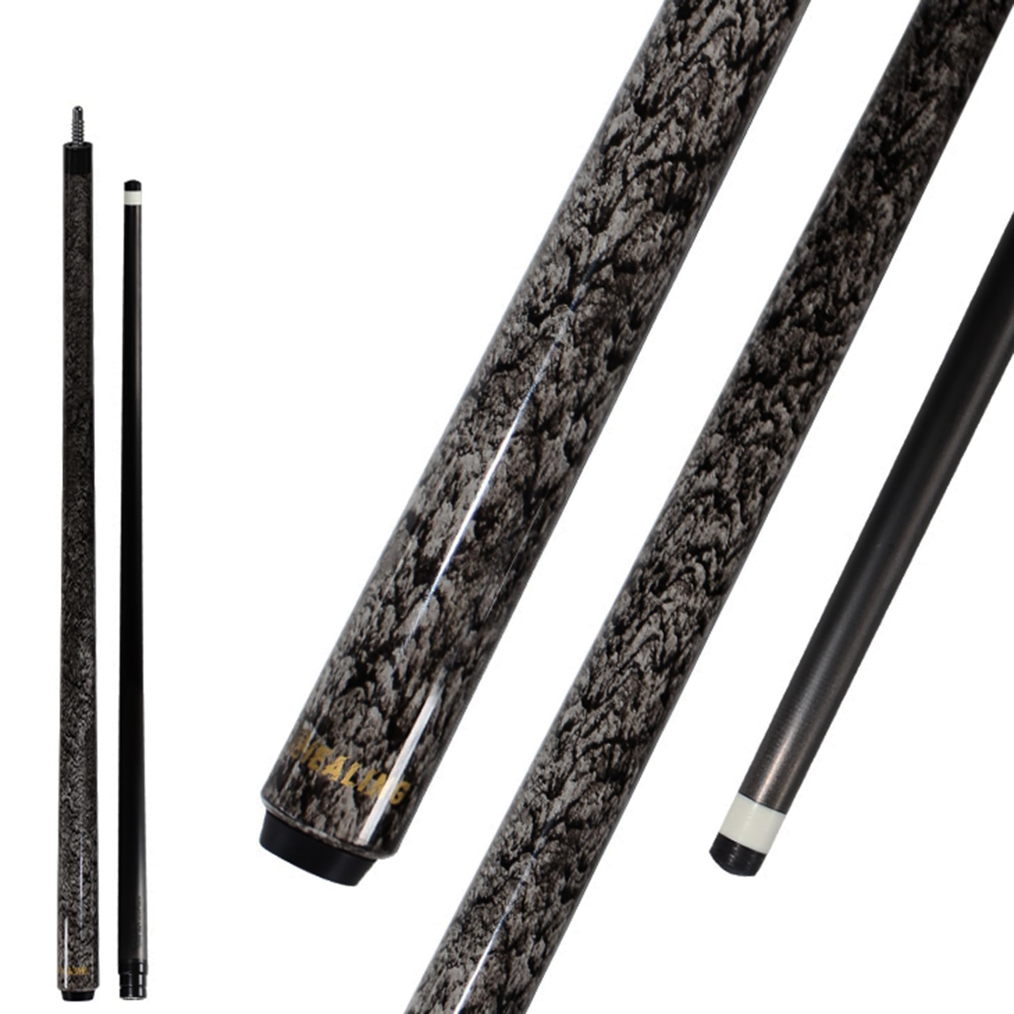 KHEALING - Cola de billar de fibra de carbono, 142 cm, punta de 12 mm, Carom Billiards - Cola profesional con Chalk y guantes