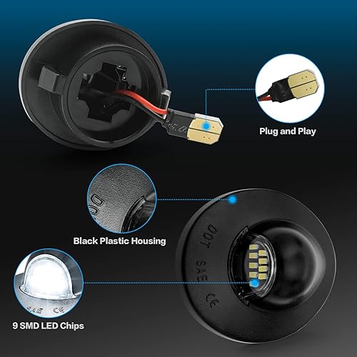 Miniatura 4 de litzland Paquete de 2 luces LED para placa de matrícula compatible con Ford F150 1990-2014 F250 F350 1990-1999 F-150 Heritage 2004 Pickup, luces de