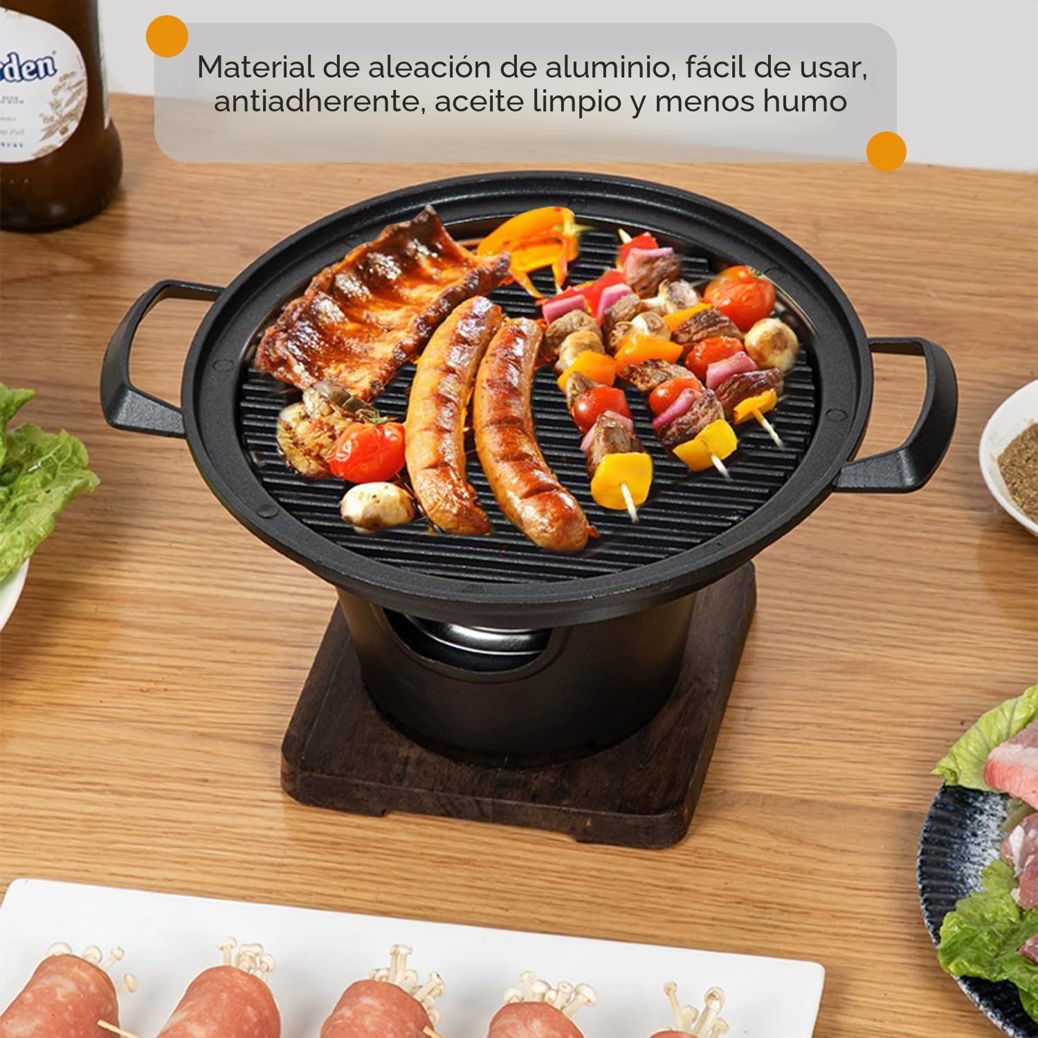 Przenośny mini grill na węgiel drzewny - przydymiony koreański grill na kemping w domu i na zewnątrz, idealny na imprezy na plaży - kompaktowy rozmiar (26 x 21 x 12,4 cm)