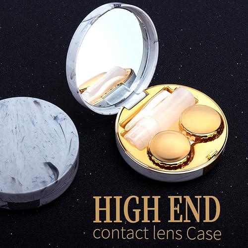 Miniatura 3 de ofone Estuche para lentes de contacto, fundas de contacto de mármol para viajar con herramienta de extracción, espejo, pinzas, botella de solución