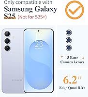 Vista 2 de GVIEWIN Funda protectora para Samsung Galaxy S25, transparente floral, delgada, a prueba de golpes, para mujer, no se pone amarilla, con protector