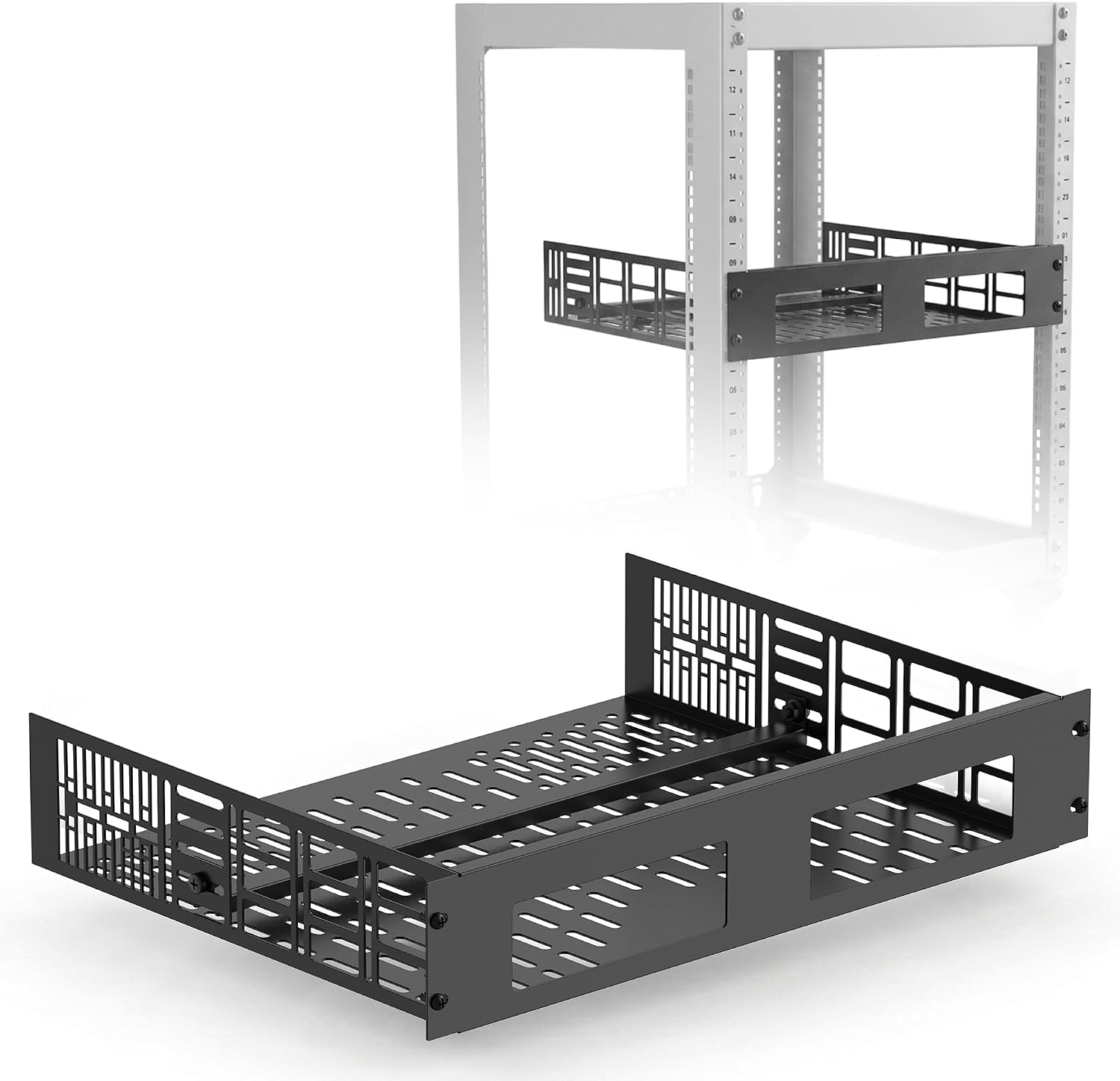 ynVISION.DESIGN 2U Rack Shelf for WiiM Amp, Amp Pro, Vibelink Amp, 4 Pack