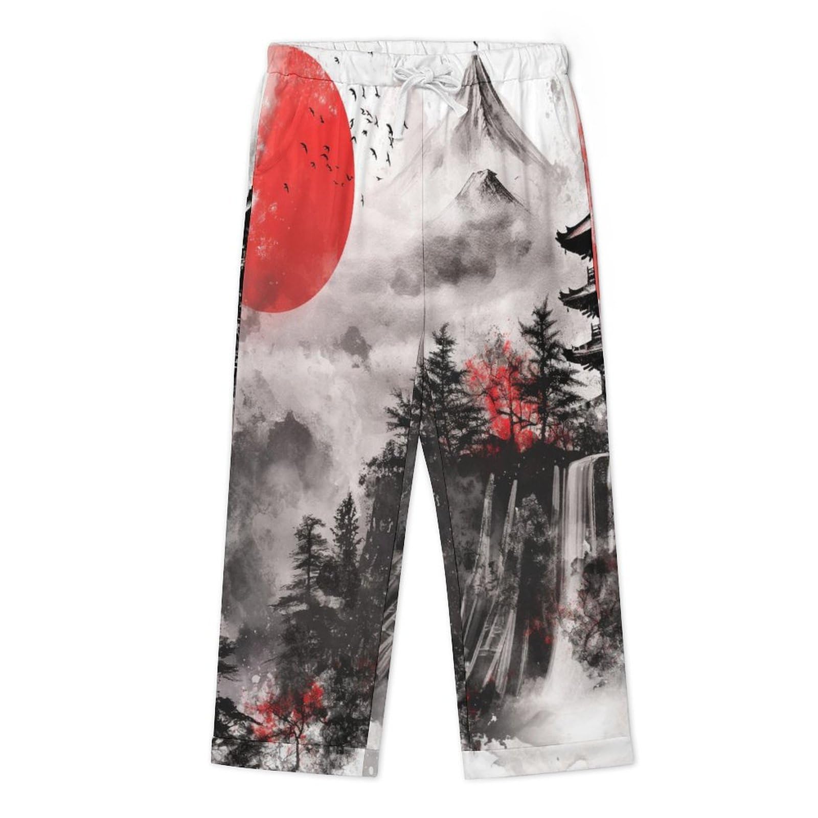 OLEETS Completo Pigiama da Uomo - Foresta di Montagna Top E Pantaloni in 2 Pezzi Pigiama Casual E Ampio A Maniche Lunghe Morbido Autunnale E Invernale.