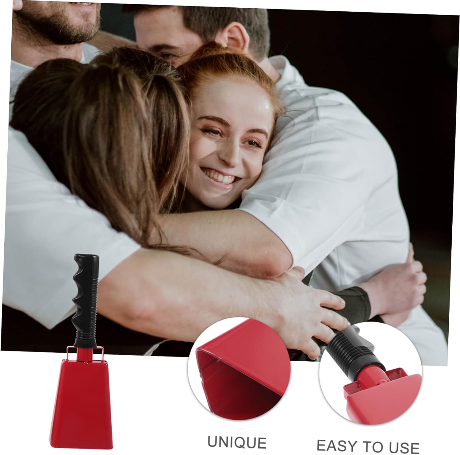 2Pcs Cowbell Hand Bells for Cheering Durable for Football Games Parties Comfortable Grip Loud Sound Percussion Instrument