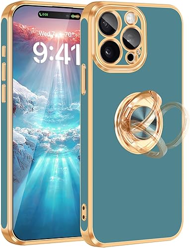 Fingic Funda para iPhone 15 Pro Max con soporte de anillo de 360 Soporte magnético para automóvil Funda de teléfono con soporte para teléfono para