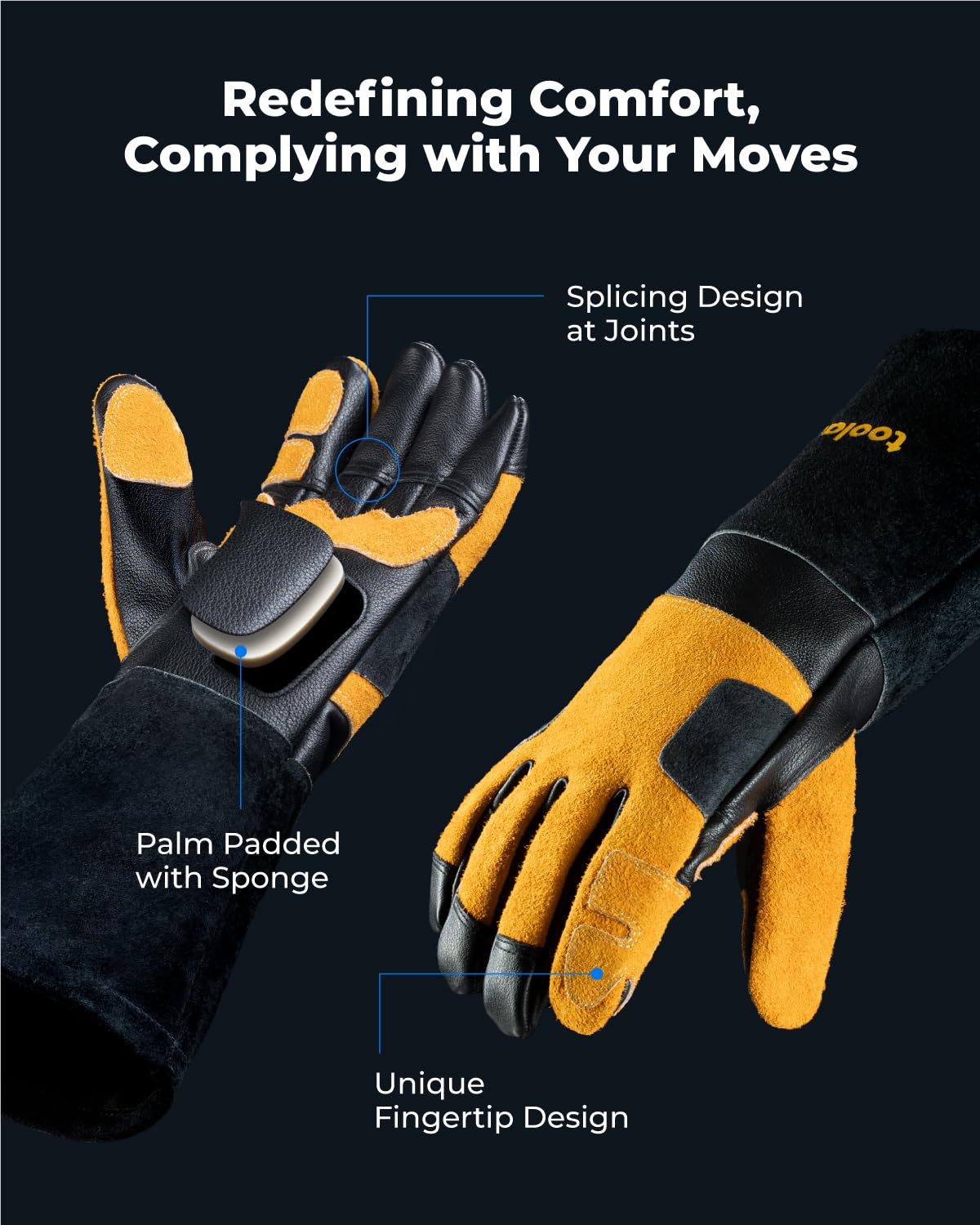 guantes de soldadura de cuero de vaca para hombre guantes de soldadura Mig/Stick para barbacoa y jardinería (L)