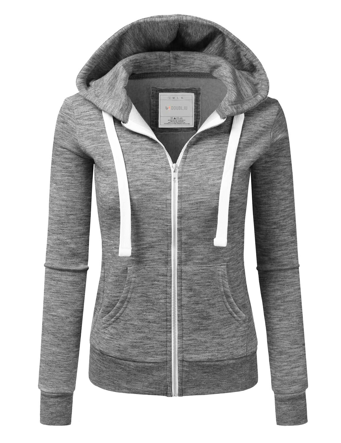NINEXISWomens Long Sleeve Zip Up Hoodie Top Color Block Basic Casual Hooded Sweatshirt