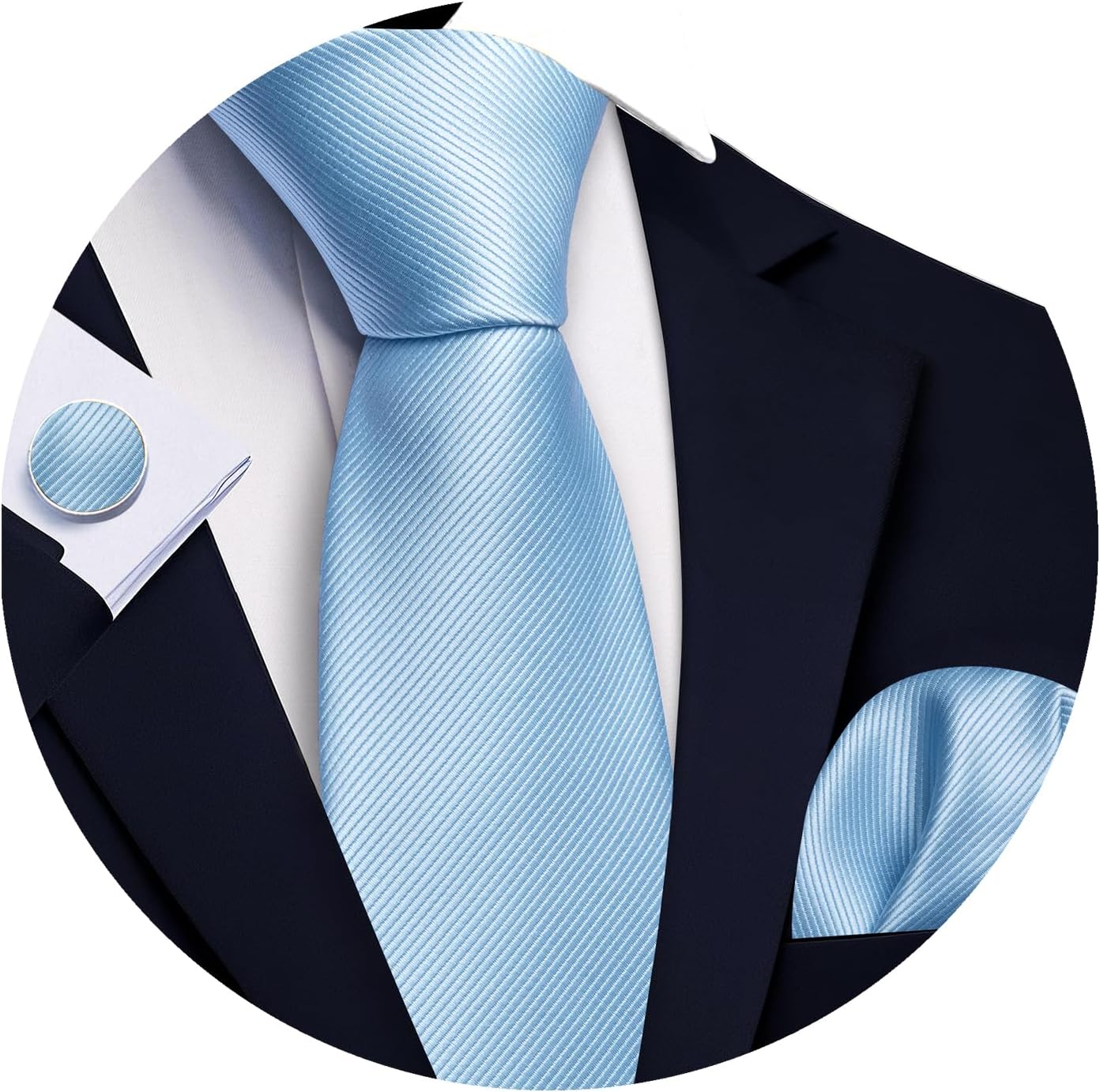 Tie Sets for Men Silk Solid Necktie Stain Ties Handkerchief Pocket Square Cufflinks Wedding Business Dyed