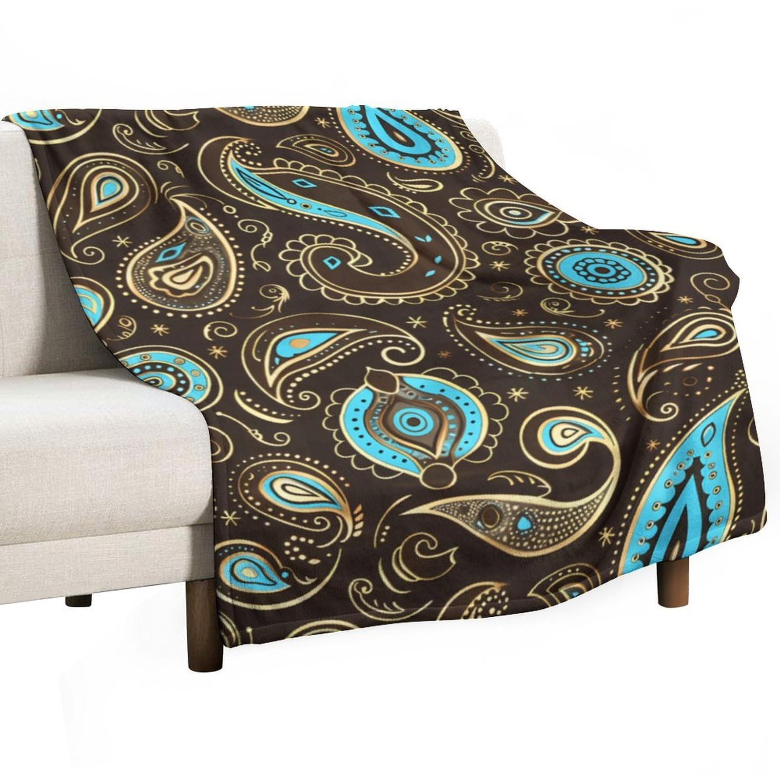 CGSBNGHA Brown Paisley Pattern Flannel Fleece Blanket Lightweight Soft Throw Blankets for Sofa Couch Bed Chair