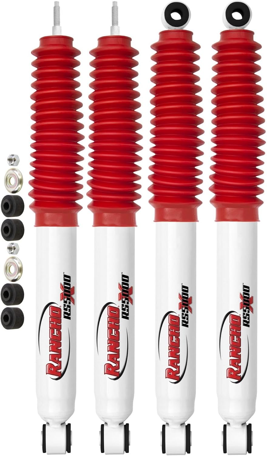 Rancho RS55044 RS55254 Set of RS5000X Series Front & Rear Shocks fits 2005 2010 F250 Super Duty 4WD with 4” Front & 0” Rear Lift | Improves Handling