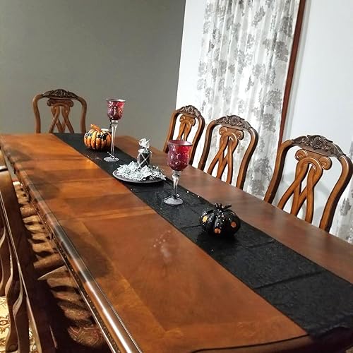 Miniatura 2 de Camino de mesa de lentejuelas negras, paquete de 10 caminos de mesa de 12 x 108 pulgadas con purpurina metálica brillante para baby shower, boda,