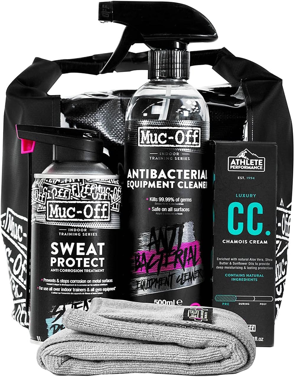 Muc-Off Indoor Training Kit - Must-Have Essentials For Indoor Cycling And Fitness Training - Includes Equipment Cleaner And Chamois Cream