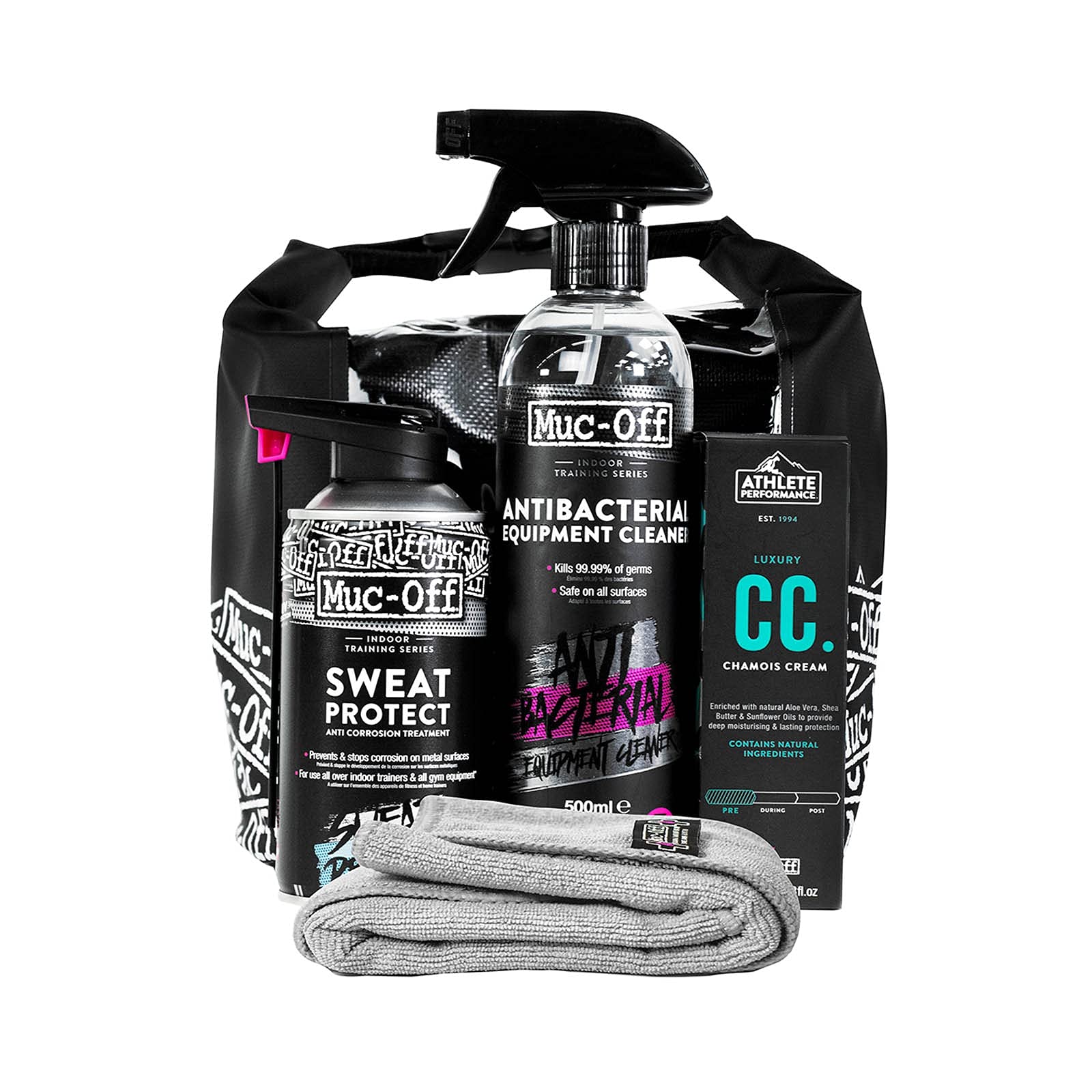 Muc-Off Indoor Training Kit - Must-Have Essentials For Indoor Cycling And Fitness Training - Includes Equipment Cleaner And Chamois Cream