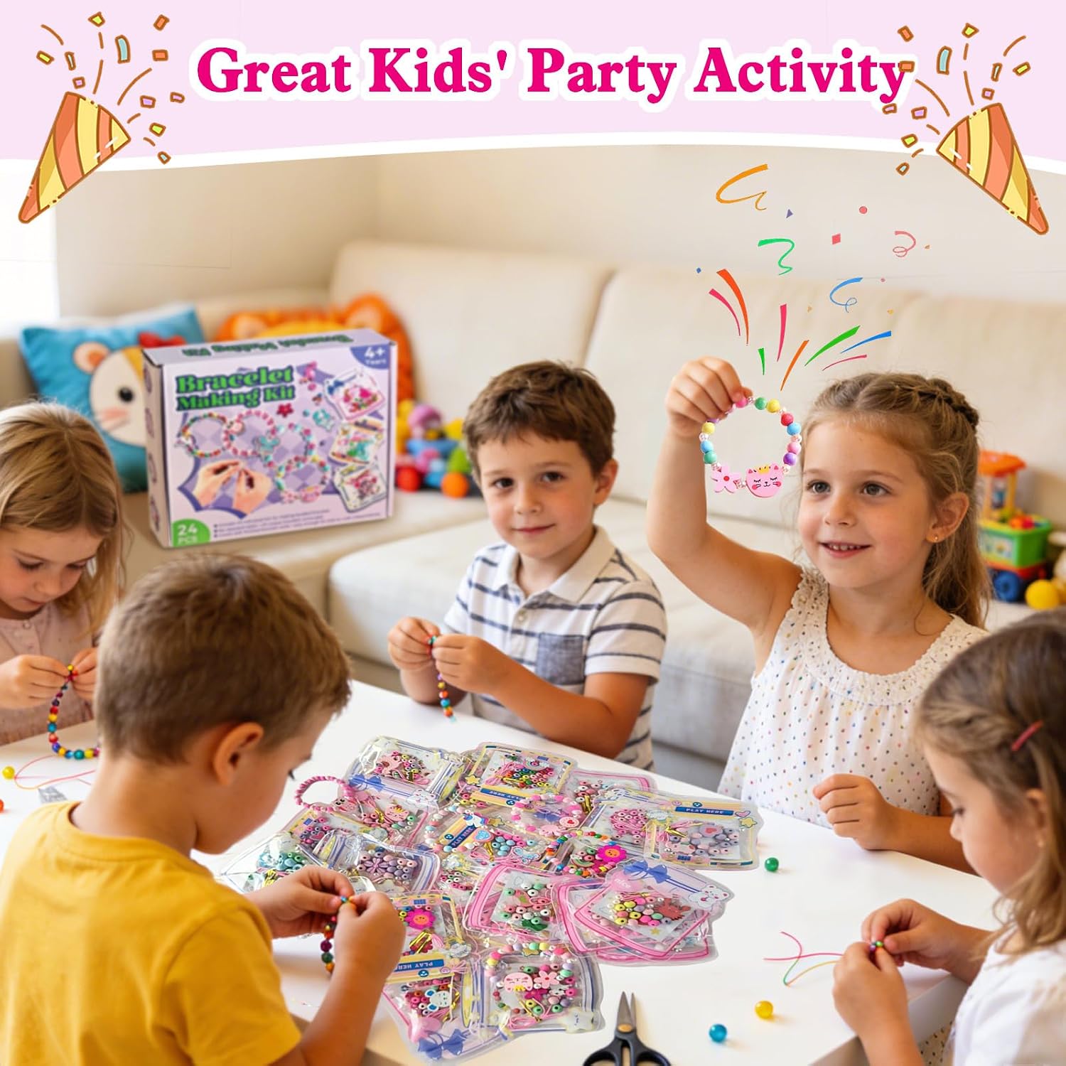 pbopb 24 Pack Bracelet Making Party Favors for Kids, Kids Party Activities, Girl Goodie Bag Stuffers for Ages 4-8 Years Old, Birthday Gift