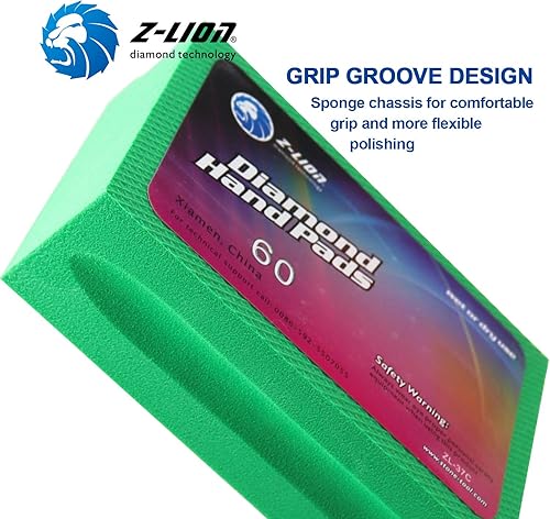 Miniatura 3 de Z-Lion Almohadilla de pulido de mano de diamante galvanizado Espuma trasera para granito mármol piedra vidrio cerámica (60 #)