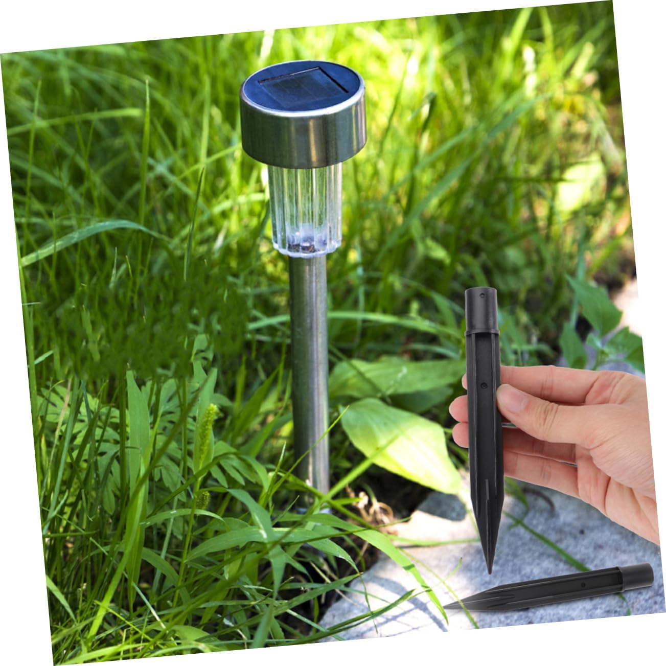 Mipcase 1set Solar Light Accessories Stake Ground Spike for Outdoor Lights Replacement Solar Parts Garden Lamp Stake