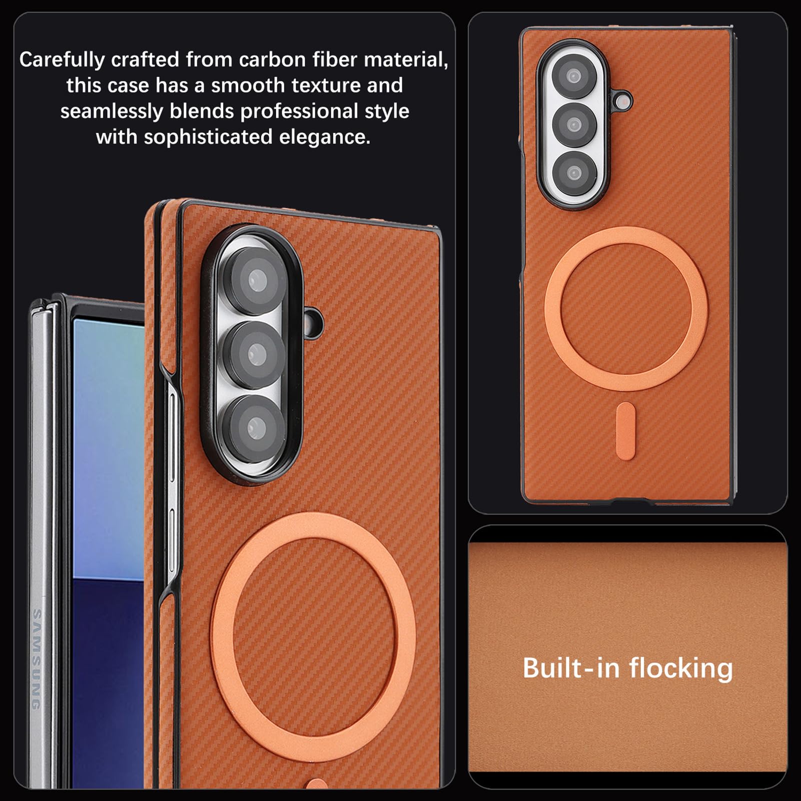 Custodia Antishock Per Samsung Galaxy Z Fold 8 Ultra, Carbonio Slim