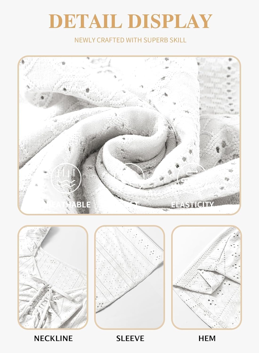 Eytino Womens Plus Size Tops Sweetheart Neck Short Sleeve Eyelet Embroidery Summer Loose Peplum Shirts(1X-5X) - Image 5