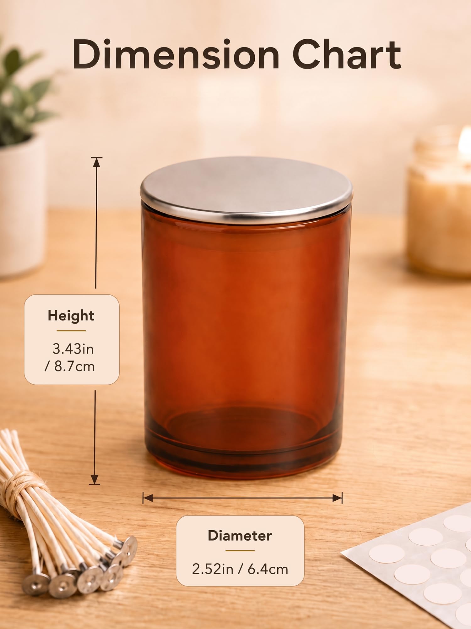 Kerzengläser 12er Set, 250ml Vintage Gläser mit Metalldeckel, inkl. 20 Dochte, 12 Etiketten & Aufkleber, zum Kerzengießen, DIY Geschenk & Deko, Bunt