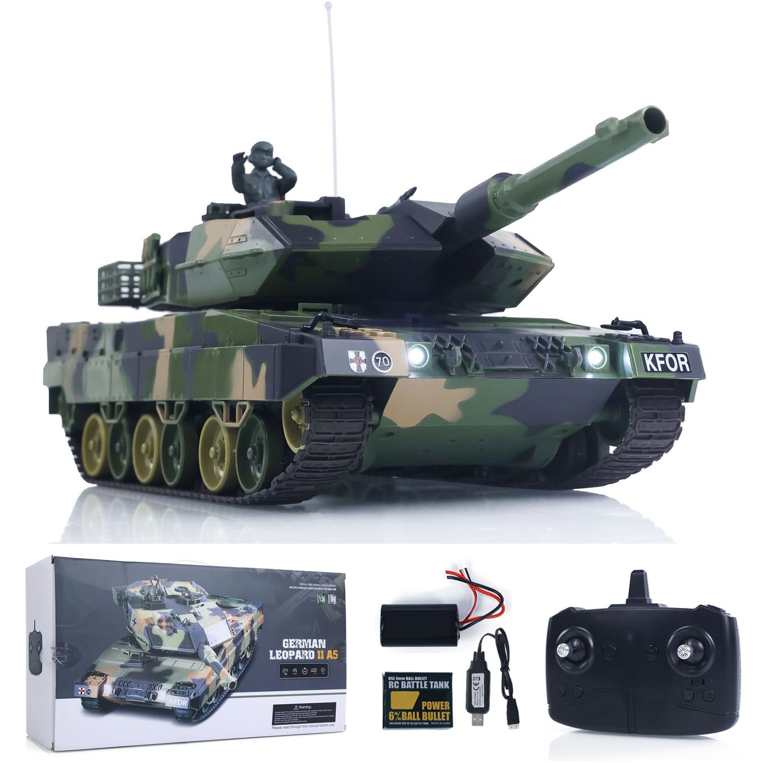 Amazon.com: wheelfun Henglong 3809 2.4GHz 1/24 RC Tank Leopard 2