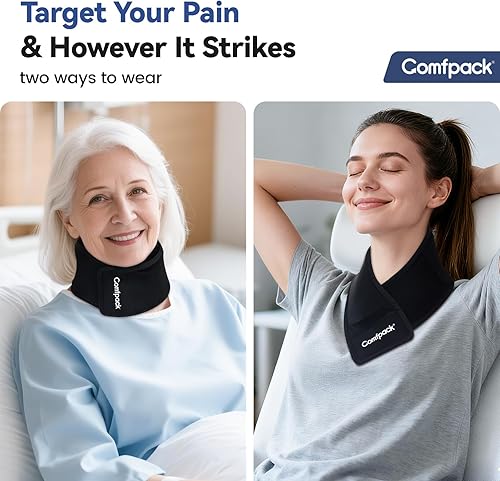 Miniatura 5 de Envoltura de hielo para cuello, compresa fría y caliente para recuperación de cirugía de cuello, bolsa fría flexible reutilizable para lesiones,